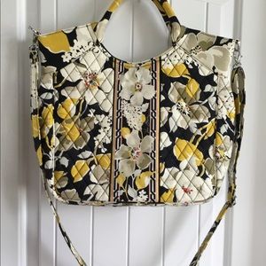 Vera Bradley XL Yellow/White Dogwood Pattern Shoulder/Handbag